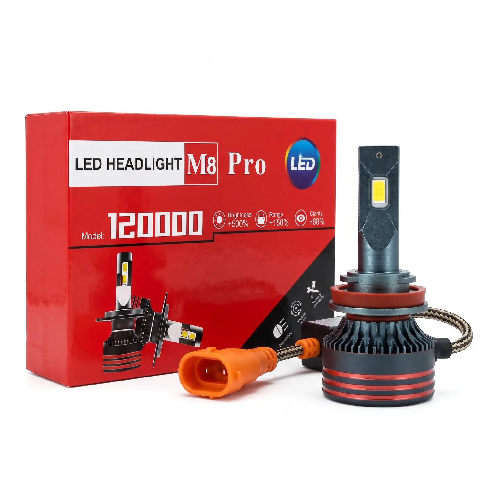 LED Headlight M8 Pro | M8 Pro LED Headlight Bulbs 120000LM – Ultra Bright High/Low Beam Conversion Kit